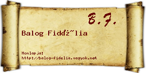 Balog Fidélia névjegykártya